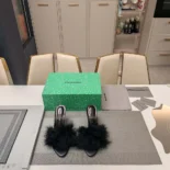 Balenciaga Women Boudoir 70mm Sandal in Black Feathers 787447W0WMQ1000