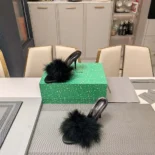 Balenciaga Women Boudoir 70mm Sandal in Black Feathers 787447W0WMQ1000