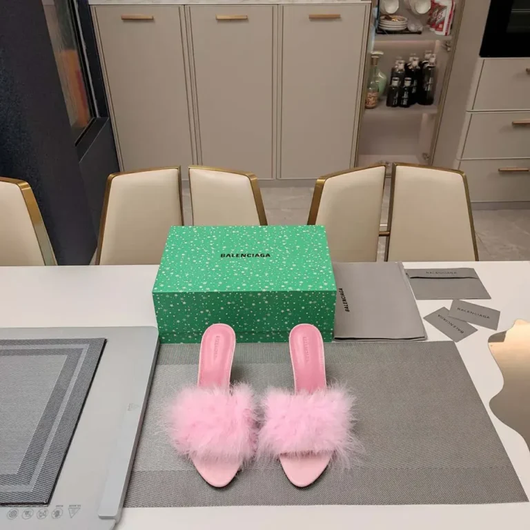 Balenciaga Women Boudoir 70mm Sandal in Pink Feathers 787447W0WMQ5000