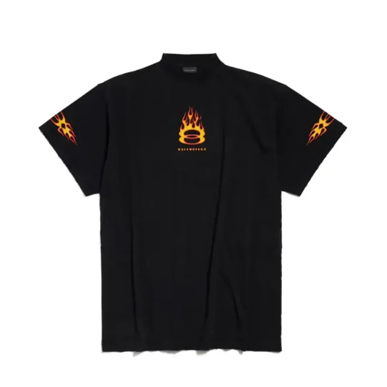 Balenciaga Women Burning Unity T-Shirt Oversized in Black Vintage Jersey