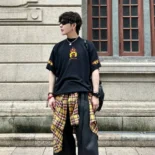 Balenciaga Women Burning Unity T-Shirt Oversized in Black Vintage Jersey