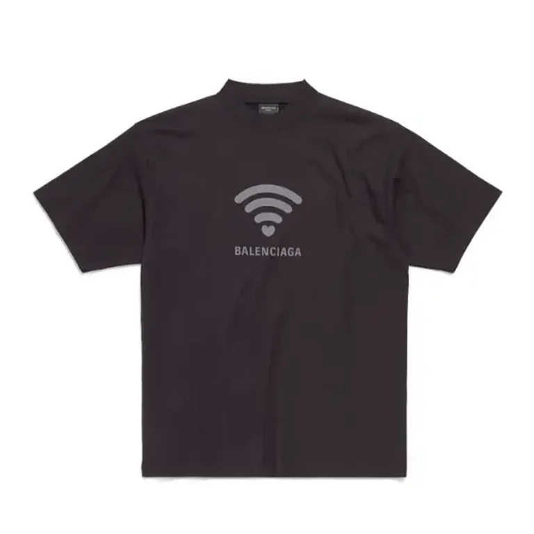 Balenciaga Women Lo_ve T-Shirt Medium Fit Black and Dark Grey Vintage Jersey
