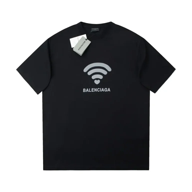 Balenciaga Women Lo_ve T-Shirt Medium Fit Black and Dark Grey Vintage Jersey