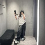Balenciaga Women Lo_ve T-Shirt Medium Fit in off White and Black Vintage Jersey