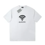 Balenciaga Women Lo_ve T-Shirt Medium Fit in off White and Black Vintage Jersey