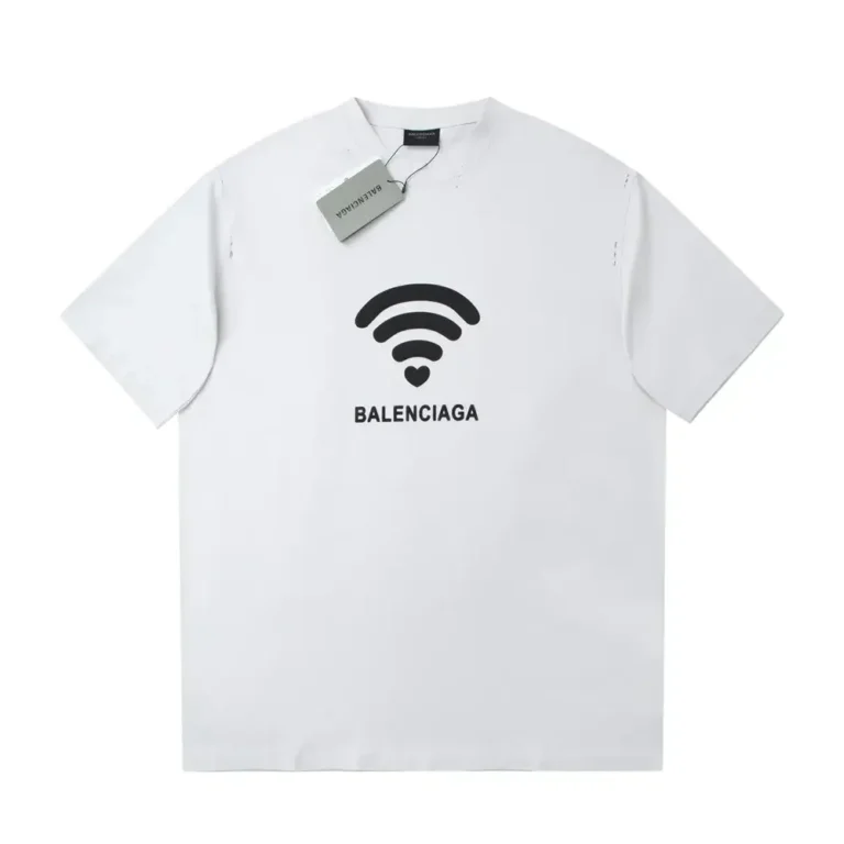 Balenciaga Women Lo_ve T-Shirt Medium Fit in off White and Black Vintage Jersey