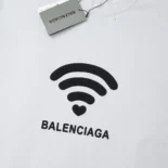 Balenciaga Women Lo_ve T-Shirt Medium Fit in off White and Black Vintage Jersey