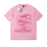 Balenciaga Women Paris Moon T-Shirt Oversized in Light Pink Vintage Jersey