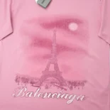 Balenciaga Women Paris Moon T-Shirt Oversized in Light Pink Vintage Jersey