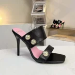 Balmain Women Heeled Eva Mules in Calfskin CN0UR007LVIT
