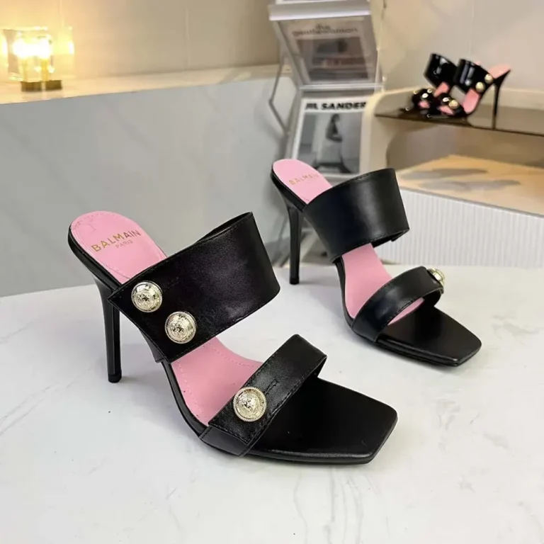 Balmain Women Heeled Eva Mules in Calfskin CN0UR007LVIT
