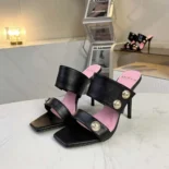 Balmain Women Heeled Eva Mules in Calfskin CN0UR007LVIT