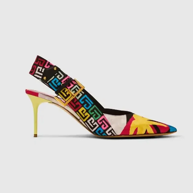 Balmain Women Heeled Ruby Slingbacks in Printed Satin DN1UK947TIPL