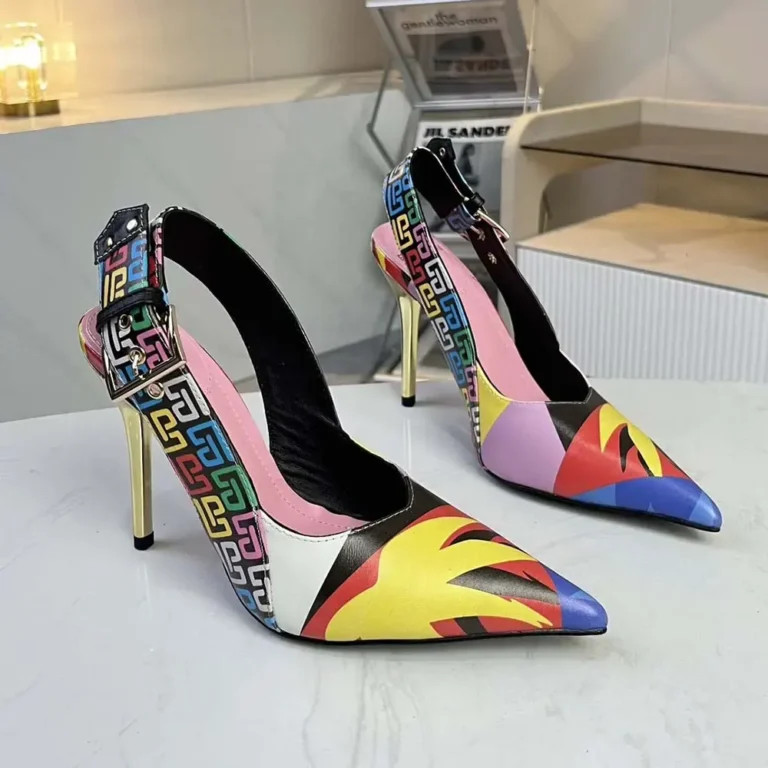 Balmain Women Heeled Ruby Slingbacks in Printed Satin DN1UK947TIPL