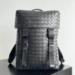 Bottega Veneta Unisex Intrecciato Flap Backpack-Black 766580V2HL28966