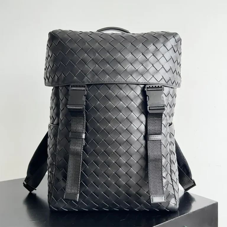 Bottega Veneta Unisex Intrecciato Flap Backpack-Black 766580V2HL28966