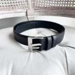 Bottega Veneta Unisex Smooth Calfskin Leather Belt-Black 755155VALKO8803