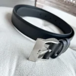 Bottega Veneta Unisex Smooth Calfskin Leather Belt-Black 755155VALKO8803