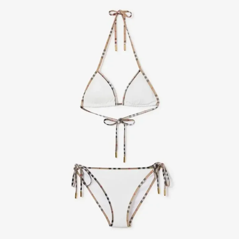 Burberry Women Check Trim Bikini-White 80107701