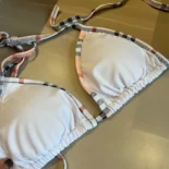 Burberry Women Check Trim Bikini-White 80107701