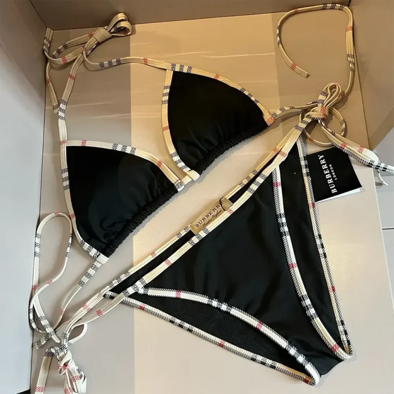 Burberry Women Check Trim Triangle Bikini-Black 80105821