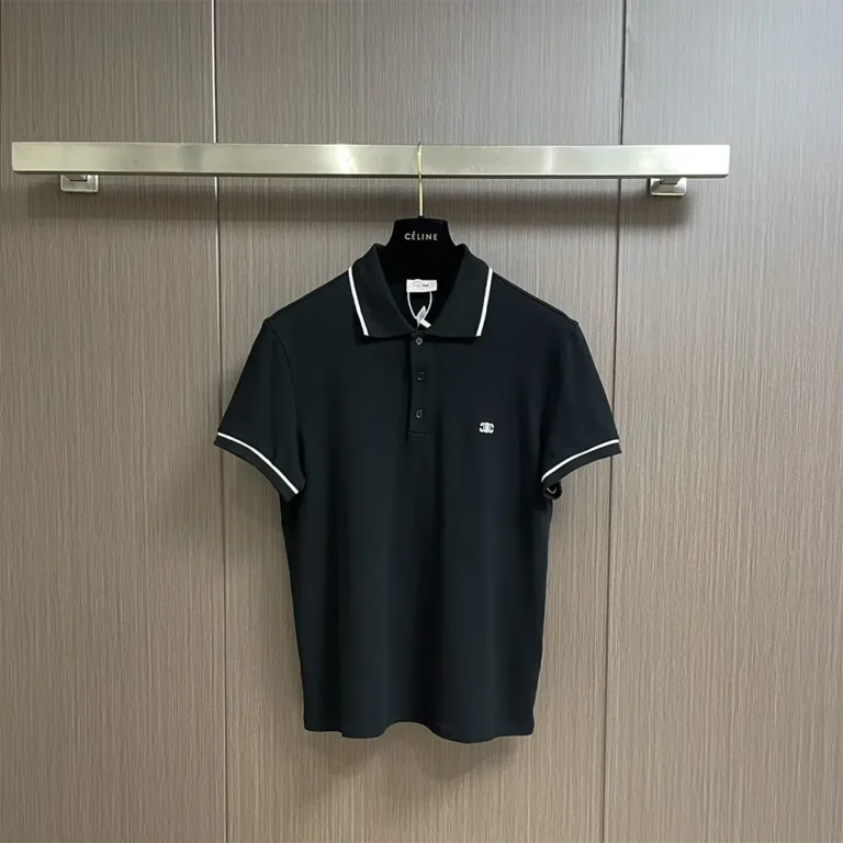 Celine Men Classic Polo Shirt in Cotton Piqué-Black 2X75H626U.38AW