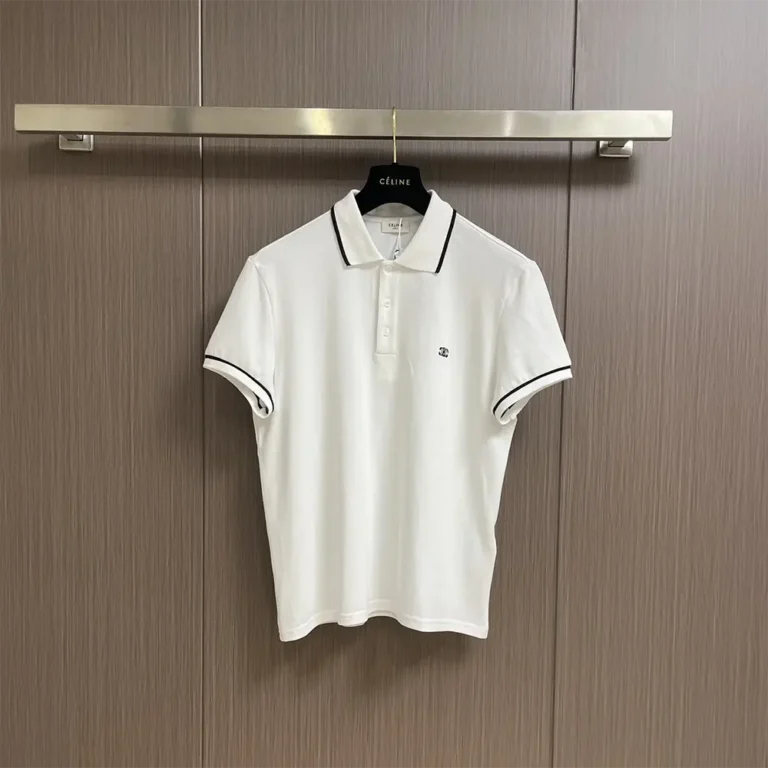 Celine Men Classic Polo Shirt in Cotton Piqué-White 2X75H626U.01OB