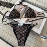 Celine Women Triangle Top / Swimsuit Bottom in Monogram Jersey 2X16F939T.17BR