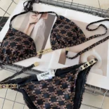 Celine Women Triangle Top / Swimsuit Bottom in Monogram Jersey 2X16F939T.17BR