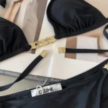 Celine Women Triomphe Triangle Top / Swimsuit Bottom in Matte Jersey 2X24M152C.38NO