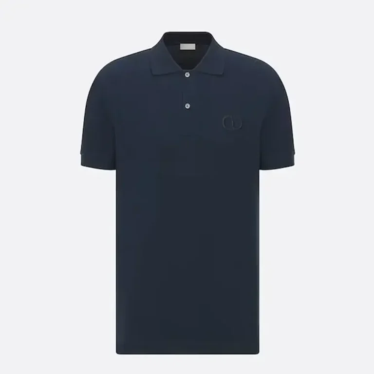 Dior Men CD Icon Polo Shirt Navy Blue Cotton Piqué 013J800A0373_C585