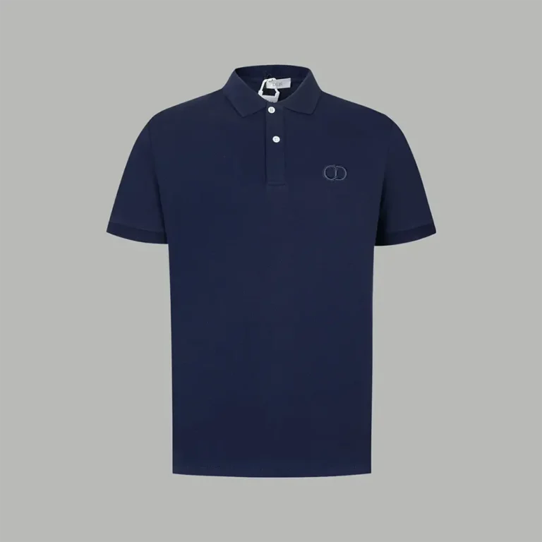 Dior Men CD Icon Polo Shirt Navy Blue Cotton Piqué 013J800A0373_C585