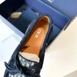 Dior Men Granville Boat Shoe Navy Blue Suede with Beige and Black Dior Oblique Jacquard