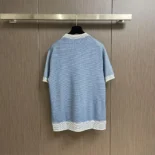 Dior Men Italic T-Shirt Blue Cotton-Blend Tramato Knit
