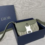 Dior Men Mini Saddle Messenger Bag with Flap Khaki Dior Oblique Jacquard