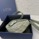 Dior Men Mini Saddle Messenger Bag with Flap Khaki Dior Oblique Jacquard