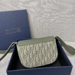 Dior Men Mini Saddle Messenger Bag with Flap Khaki Dior Oblique Jacquard