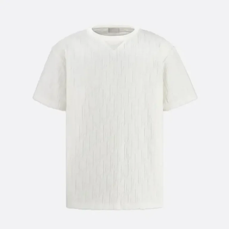 Dior Men Oblique Relaxed-Fit T-Shirt Off-White Terry Cotton Jacquard