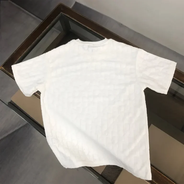 Dior Men Oblique Relaxed-Fit T-Shirt Off-White Terry Cotton Jacquard