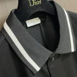 Dior Men Polo Shirt with Bee Embroidery Black Cotton Piqué