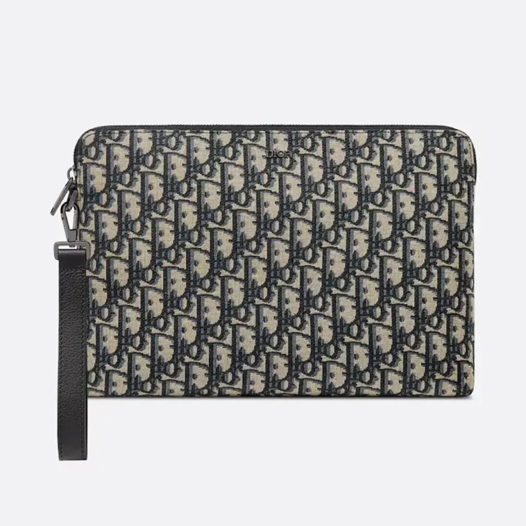 Dior Men Pouch Beige and Black Dior Oblique Jacquard 2OBCA251YSE_H05E