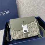 Dior Men Small Saddle Messenger Bag with Flap Khaki Dior Oblique Jacquard