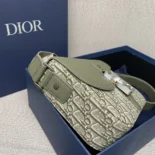 Dior Men Small Saddle Messenger Bag with Flap Khaki Dior Oblique Jacquard