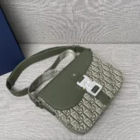 Dior Men Small Saddle Messenger Bag with Flap Khaki Dior Oblique Jacquard