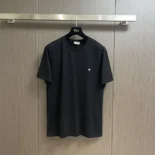 Dior Men T-Shirt with Bee Embroidery Black Cotton Jersey