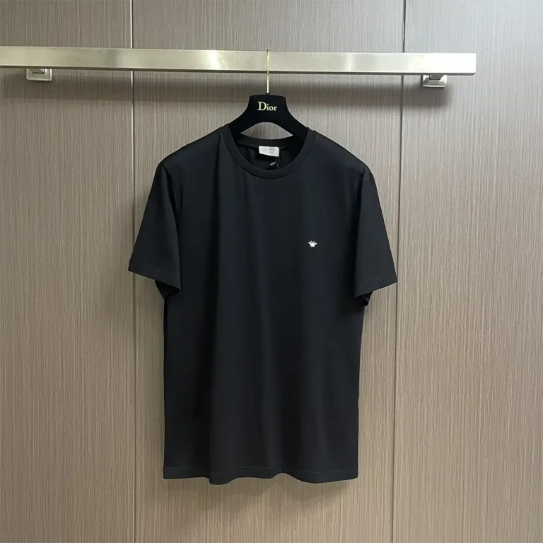Dior Men T-Shirt with Bee Embroidery Black Cotton Jersey