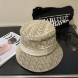 Dior Unisex D-Bobby Dior Oblique Small Brim Bucket Hat White and Gold-Tone Embroidery