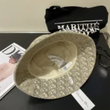 Dior Unisex D-Bobby Dior Oblique Small Brim Bucket Hat White and Gold-Tone Embroidery