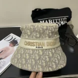 Dior Unisex D-Bobby Dior Oblique Small Brim Bucket Hat White and Gold-Tone Embroidery