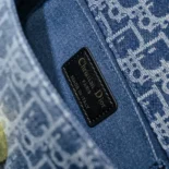 Dior Women 30 Montaigne East-West Bag with Chain Blue Denim Dior Oblique Jacquard